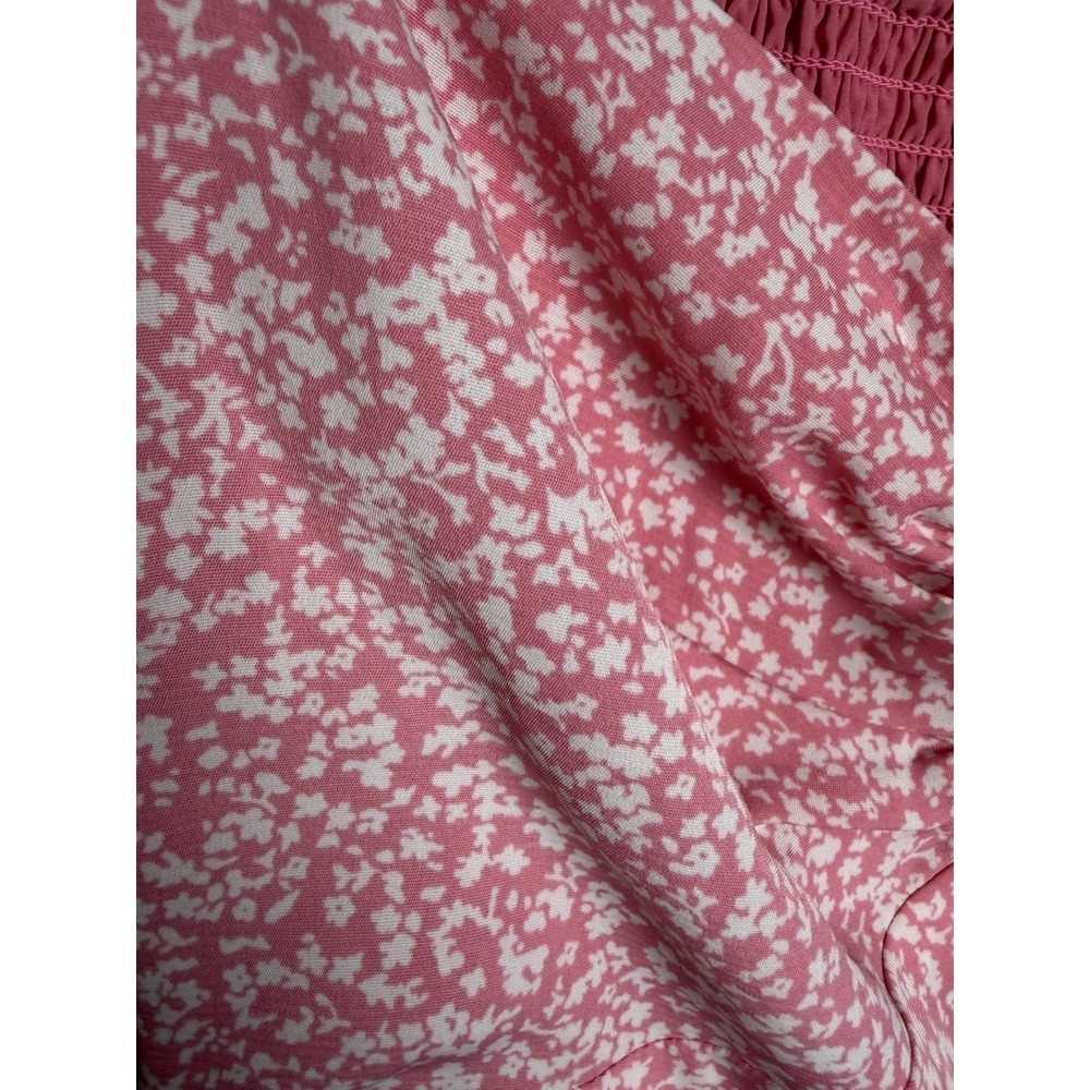Abercrombie & Fitch Floral Boho Ruched Smocked Puff Sleeve Top Women's Size XL - Picture 4 of 9